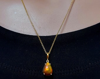 Pear-shape "Coffee" Opal Pendant/Enhancer in 14K