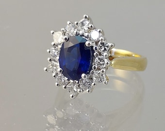 Classic Sapphire and Diamond Halo Ring