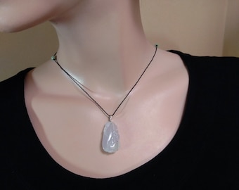 Vintage Lavender/Gray Burmese Jadeite Carved Eggplant Pendant/Enhancer 14K White Gold Bail