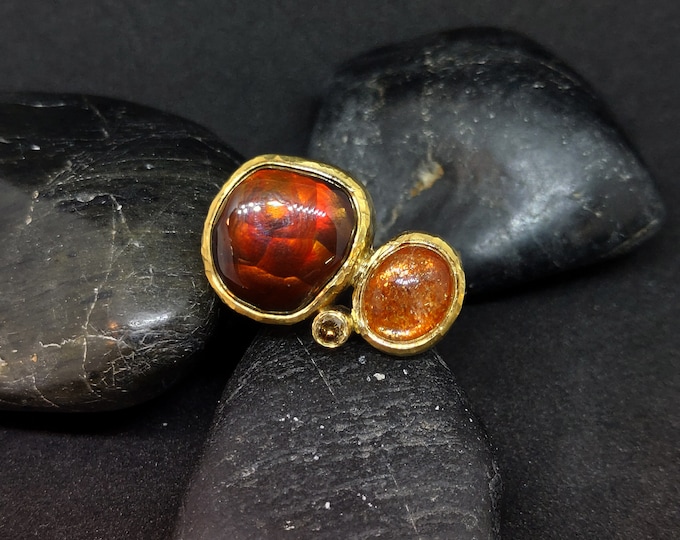 Featured listing image: Dramatic Contemporary "Fireball" Ring Handmade in 22K Gold