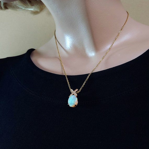 Opal "X" Pendant- Vintage - image 1