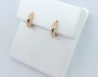 Simple, Sturdy 14K Rose Gold Hinged Hoop Earrings Great For Dangles