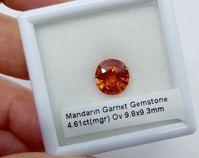 Featured listing image: Cushion Cut Mandarin Garnet 4.61ct Loose Gem for Custom Jewelry