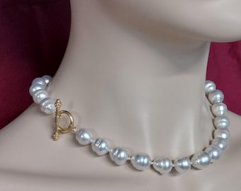 Baroque Lustrous Australian South Sea Pearl "Circle'" Necklace with Toggle Clasp