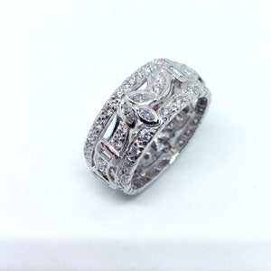 Gorgeous Vintage Platinum and Diamond Wide Eternity Band Size 8