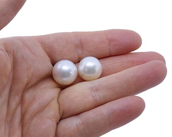 South Seas Pearl "Soap Bubble" Statement Earrings 14.5mm.