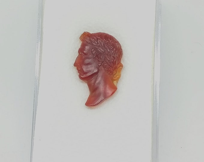 Featured listing image: Fine 18th Century Antique Carnelian Cameo of the Head of Augustus Caesar