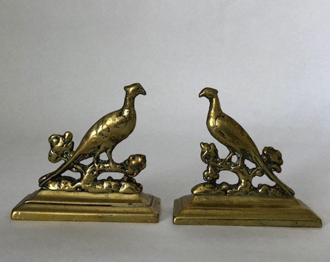 Pair of Small Vintage Brass Bird Bookends Pheasants Perhaps Etsy