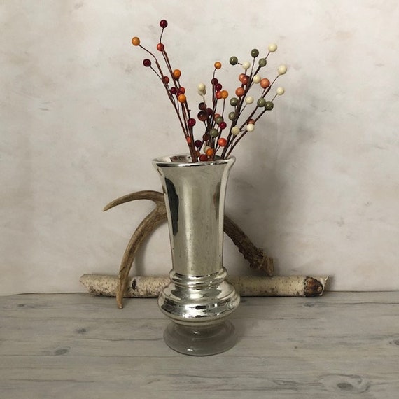 Victorian Era Antique Mercury Glass Vase Vintage Simply Etsy