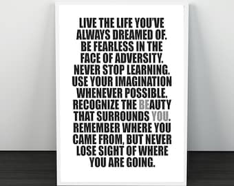 Mindfulness print, Live the life you've alwa dreamed of print, Printable Wall Art, INSTANT DOWNLOAD