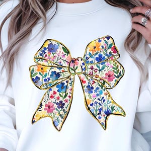 Floral Coquette Bow PNG: lentewaterverfontwerp (digitale download)