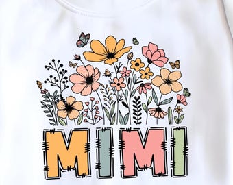 Floral Mimi PNG, Boho Grandmother Design (Digital Download)