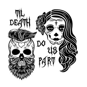 Zuckerschädel SVG, Til Death Do Us Part Braut und Bräutigam Schädel svg, Gothic Hochzeit SVG, Day of the Dead svg, Hochzeitsschädel svg, Hipster svg