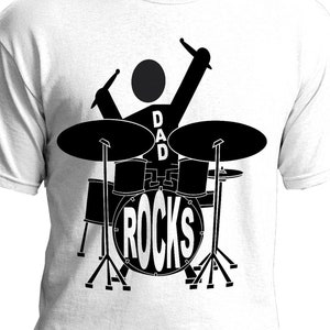 Dad Rocks SVG, New Baby svg, Baby Boy SVG, Svg Files for Silhouette, birthday gift for dad, Father&#39;s Day, Drums SVG