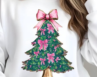 Pink Bows Christmas Tree PNG: Coquette Christmas (Digital Download)