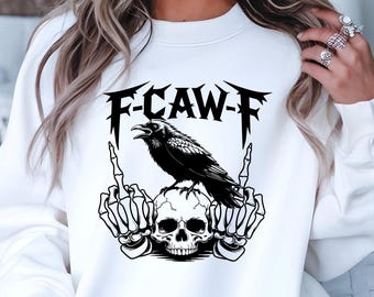 Diseño divertido de cuervo F-Caw-F, arte gótico del cuervo (SVG PNG)