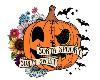 Sorta Sweet Sorta Spooky Pumpkin, PNG: Halloween-ontwerp (digitale download)