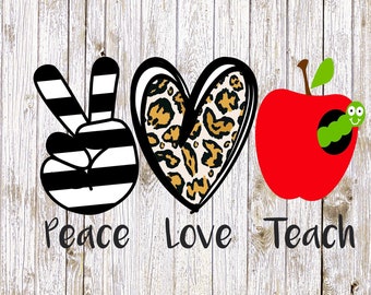 Download Peace Love Teach Svg Etsy