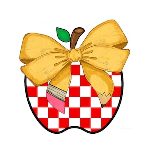 Apple Bow, De Volta às Aulas PNG, Professor PNG, Design de Sublimação, Download Digital, Primeiro Dia de Aula Png, Apreciação do Professor Png