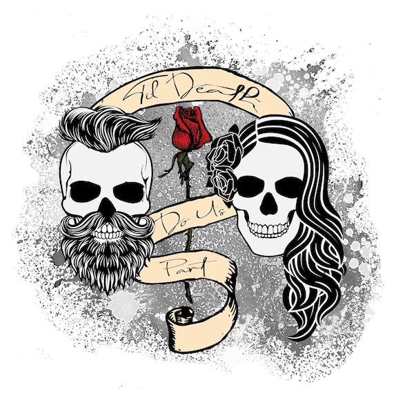 Till Death Do Us Part Png, Skulls, Skeleton Wedding Sublimation PNG File, Digital Download, PNG Sublimation, PNG Clipart