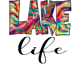 Lake Life PNG: kleurrijk sublimatieontwerp (digitale download)