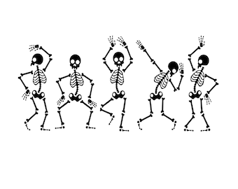 Esqueletos bailando SVG: Divertidos archivos de silueta de Halloween para Cricut (Descarga digital)