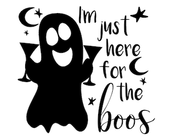 Solo estoy aquí por los abucheos SVG: Fantasma del vino de Halloween (Descarga digital)