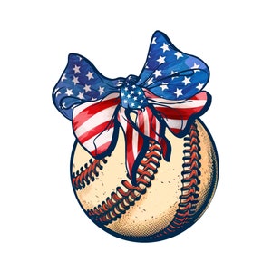 Kokette amerikanische Flaggenschleife png, Kokette USA, Digitaler Download, Flaggenschleife png, Kokettenschleife Baseball PNG, Patriotisches PNG
