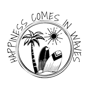 Zomer SVG, geluk komt in golven SVG, zomer shirt SVG, positieve SVG, golven SVG, strand SVG, Summer Vacay Vibe SVG, PNG