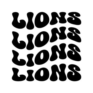 Lions SVG, Sports Svg, Lion svg, SVG de texte empilé, SVG de texte ondulé, Lions mascotte svg, Cricut Silhouette svg sports Lions png Lions