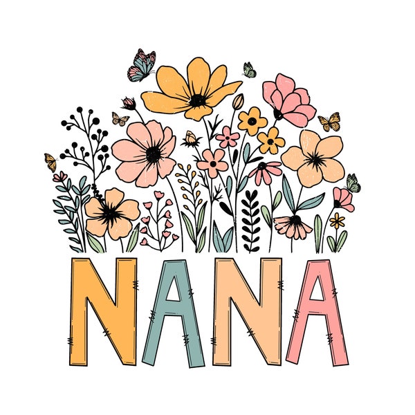 Nana PNG, PNG Nana, Nana With Flowers PNG, Nana Sublimation, Wildflower Png, Nana Download, Digital Downloads