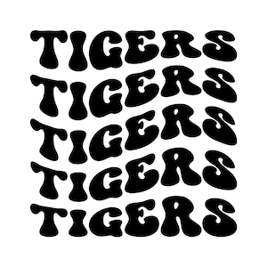 Wavy Tigers SVG: Mascot School Spirit Design (Digital Download)