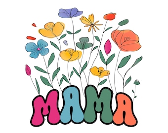 Floral Mama PNG: Retro Sublimation Design (Digital Download)