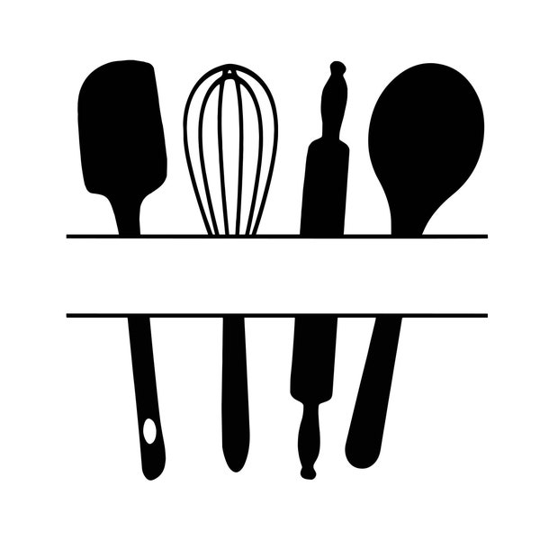 Split Kitchen Utensils SVG, Printable PNG, Instant Download, Kitchen Utensils SVG, Cut Files for Cricut and Silhouette,