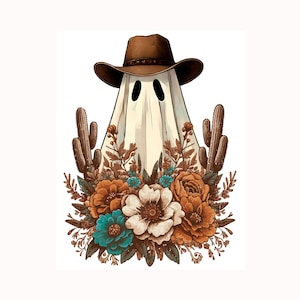 Halloween png, cowboyspook png, spookachtige geest, herfstsublimatieontwerp, herfst png, cactus png, instant download, Western Halloween