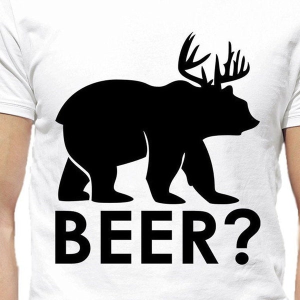 Beer SVG, More Beer Svg, Funny Beer Shirt Svg Download, Bear with Deer Antlers Svg,  Cricut, Silhouette Dxf Png