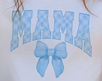 Coquette Mama PNG: Blue Bow Shirt Design (Digital Download)