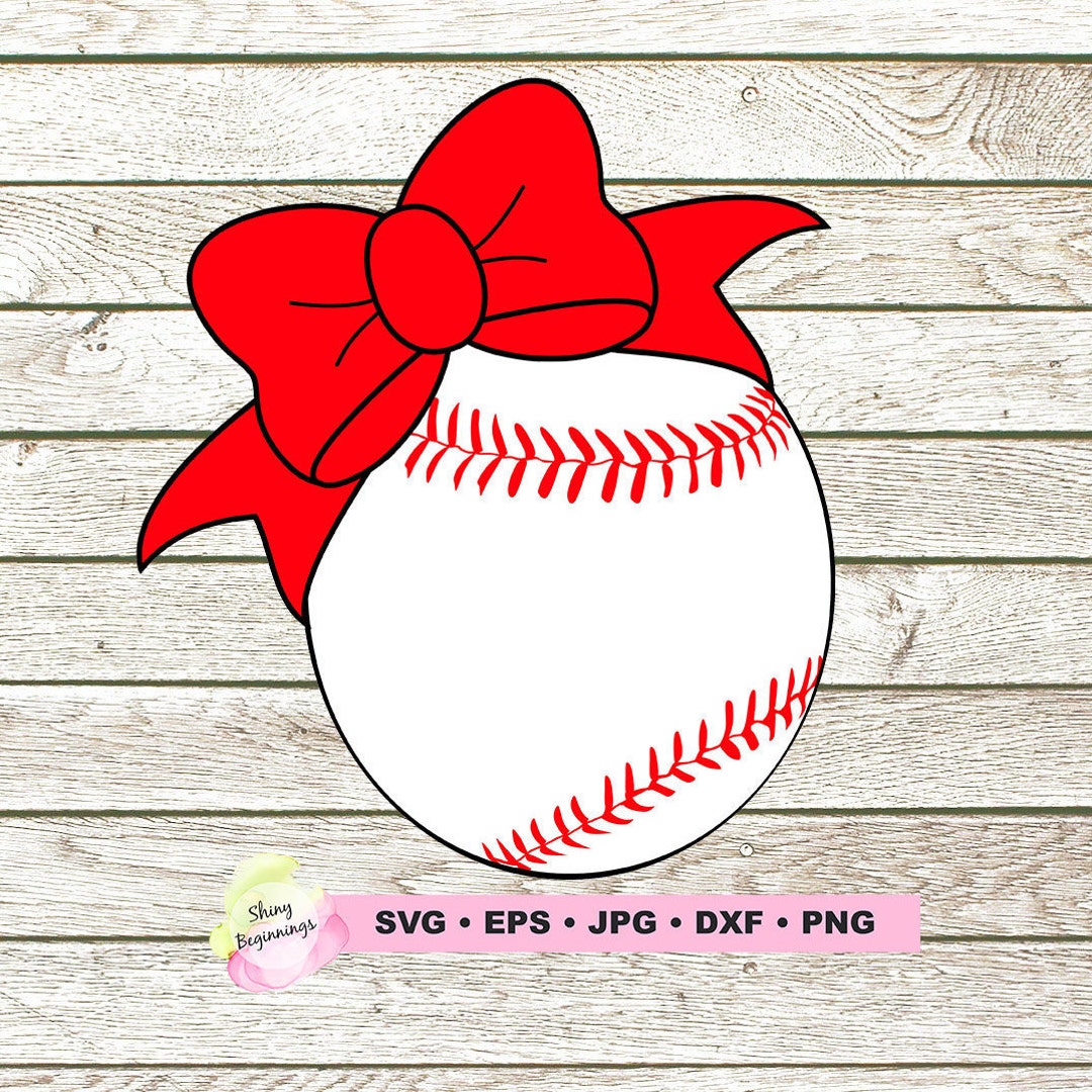Baseball SVG, SVG, DXF, Baseball With Bow Svg, Baseball Shirt Design, Bow Svg, Baseball Sister