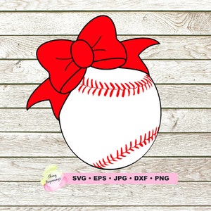 Baseball SVG, SVG, DXF, Baseball with bow Svg, Baseball Shirt Design, Bow Svg, Baseball Sister Svg, Softball Svg, Baseball clipart