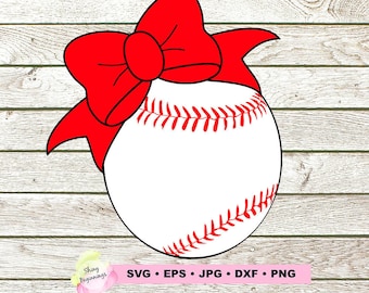 Baseball SVG, SVG, DXF, Baseball with bow Svg, Baseball Shirt Design, Bow Svg, Baseball Sister Svg, Softball Svg, Baseball clipart