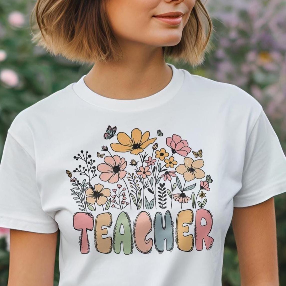 Teacher Wildflower PNG: Floral Sublimation Design (Digital Download