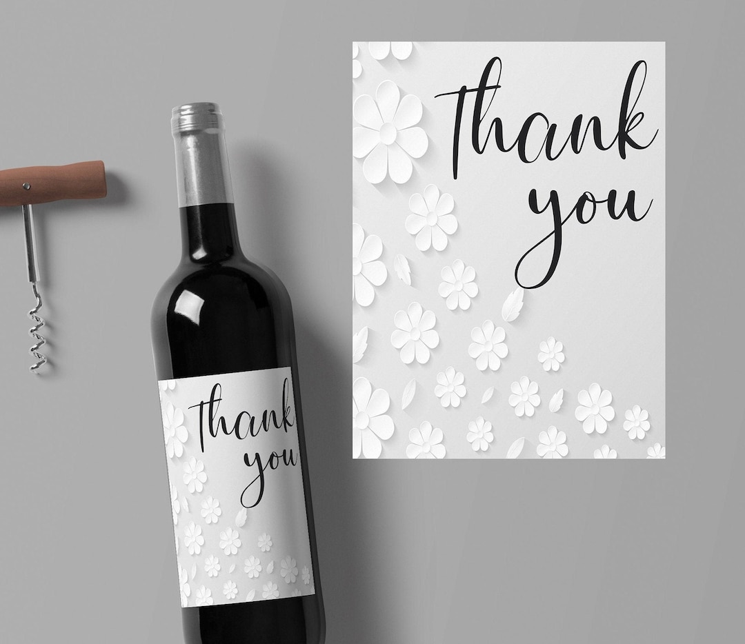 Thank You Wine Bottle Label, Favor Wine Label, Thank You Wine Label, Wine Label Printable ...