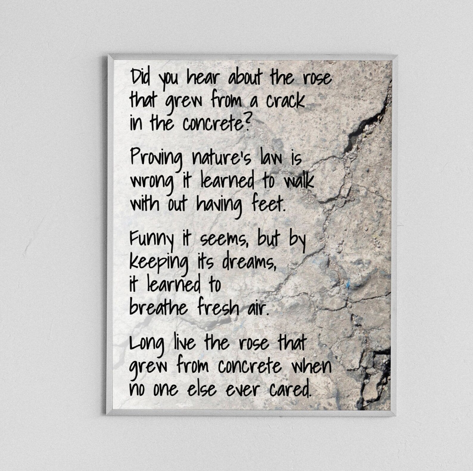 Tupac Poster A Rose That Grew From Concrete Poem Lyrics Etsy