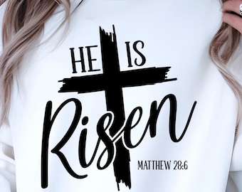 Christian Easter SVG, He is Risen SVG, Easter Christian Bible Verse, Digital Download,