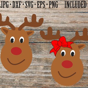 Kerstrendier SVG, Kids Christmas Svg, rendiermonogram SVG, Rudolph SVG, jongensrendier, meisjesrendier,