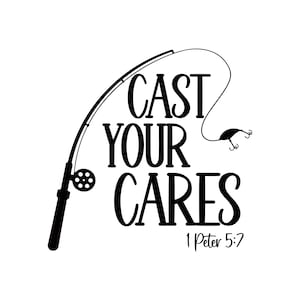 Pesca SVG, Versículo da Bíblia SVG, Lance suas preocupações sobre Jesus Svg, Svg inspirador, arquivo SVG para Cricut, Png, Dxf, Jpg, Eps