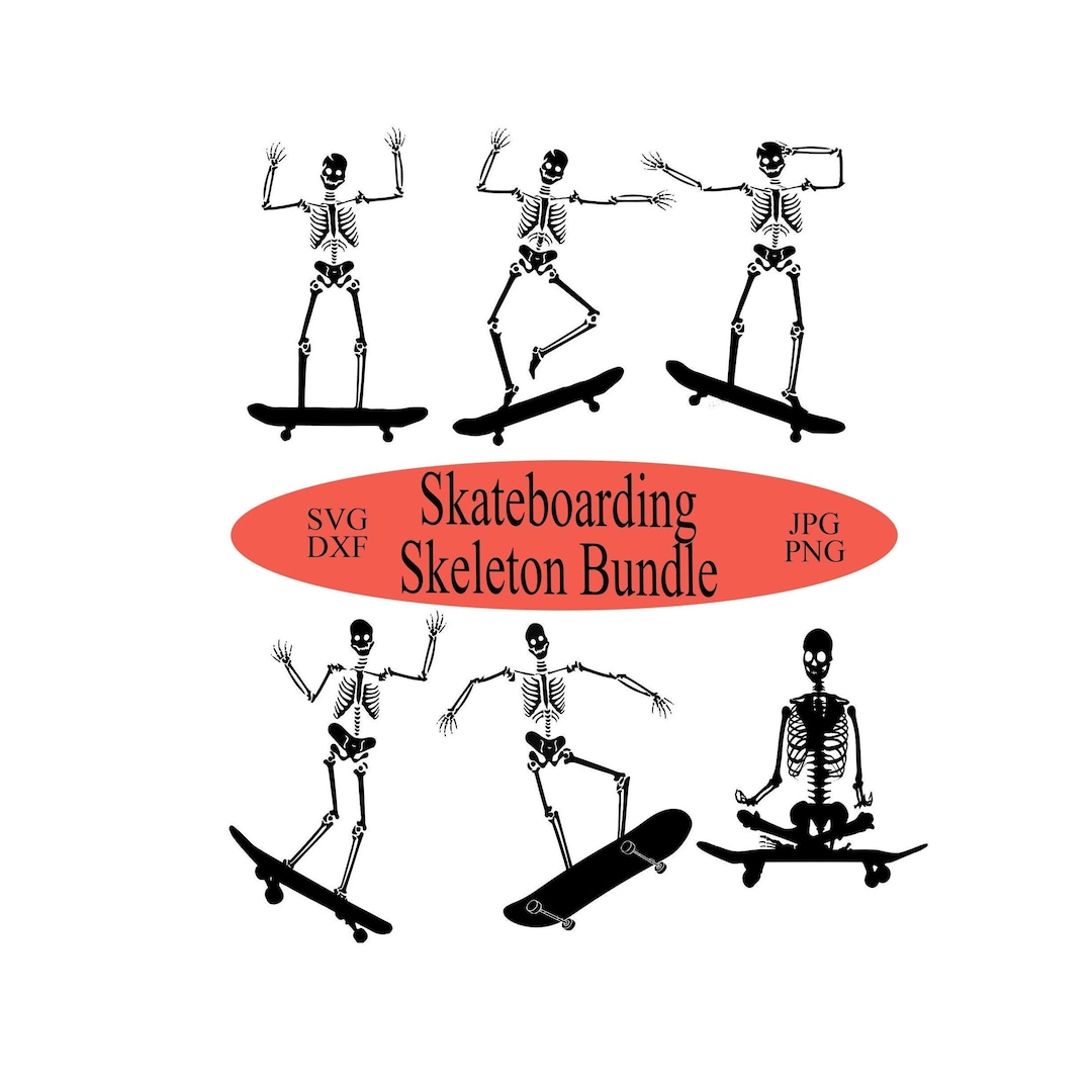 Skateboarding Skeletons SVG, Skeleton on Skateboard SVG, Halloween SVG ...