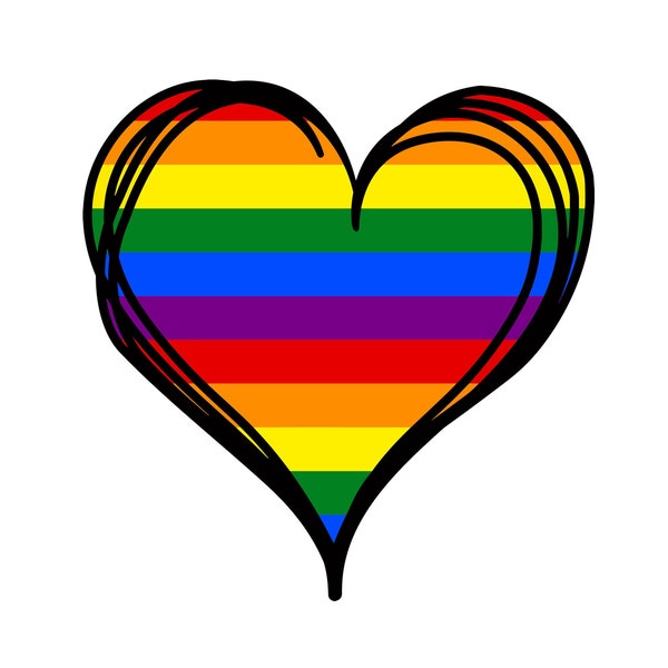 Rainbow Heart SVG, LGBTQ Pride Svg, Gay Pride Svg, LGBTQ Awareness, Layered Rainbow Svg, Jpg, Sublimation Png, Vinyl Decal File for Cricut