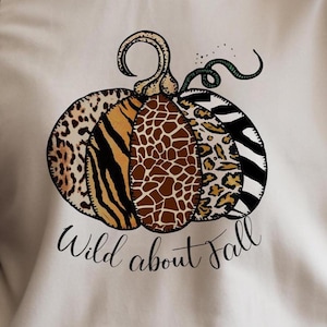Wild About Fall PNG, Leopard Print Pumpkin PNG, Animal print pumpkin png, Sublimation Design,