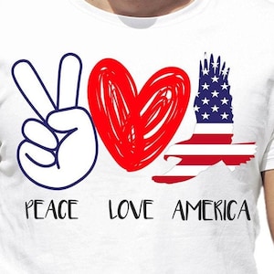 Peace Love America Svg, 4 juli Svg, Independence Day Svg, USA Svg, Svg Design, Cricut Files, t-shirt design, digitale download